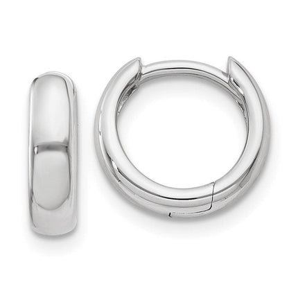 14k White Gold Hinged Hoop Earrings ,