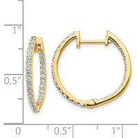 14k Diamond In & Out Hinged Hoop Earrings ,
