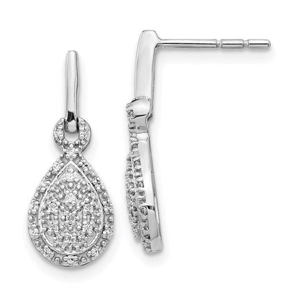 14K White Gold Diamond Post Earrings ,