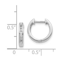 14k White Gold Diamond Hinged Hoop Earrings ,