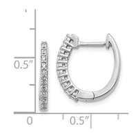 14k White Gold Diamond Hinged Hoop Earrings ,