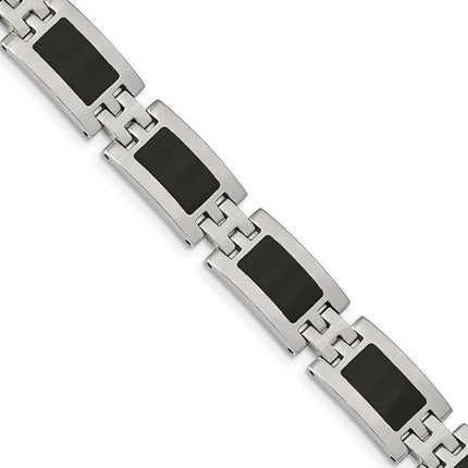 Stainless Steel Black Enamel 9in Bracelet ,