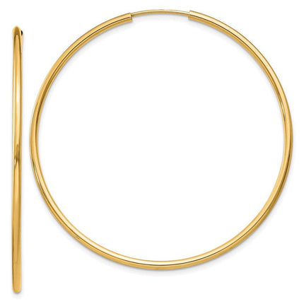 14k 1.5mm Polished Round Endless Hoop Earrings ,