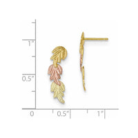 10k Tri-Color Black Hills Gold Post Earrings ,