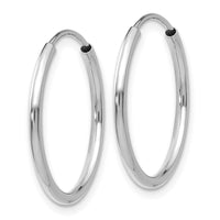 14k White Gold 1.5mm Polished Endless Hoop Earrings ,
