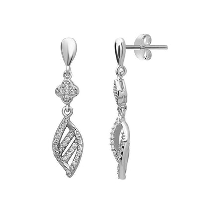 Sterling Silver CZ Dangling Earrings ,