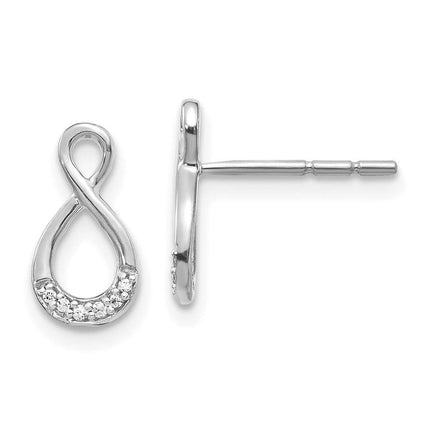 14k White Gold Diamond Post Earrings ,