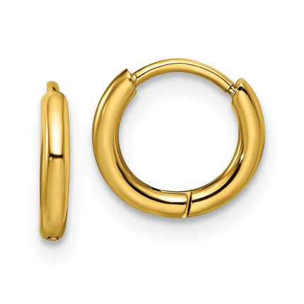 Stainless Steel Polished Yellow IP-plated 1.6mm Hinged Hoop Earrings ,