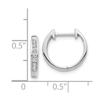 14K White Gold Diamond Hinged Hoop Earrings ,