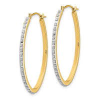 14k Diamond Fascination Oval Hinged Hoop Earrings ,