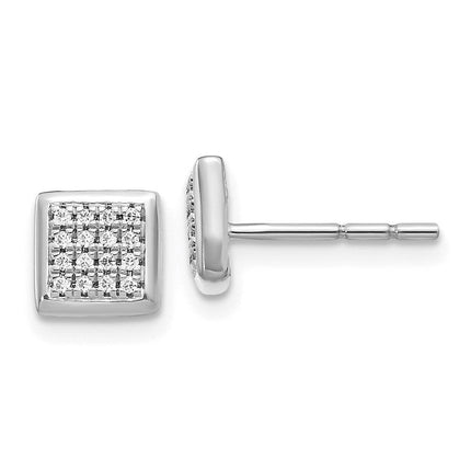 14K White Gold Diamond Post Earrings ,
