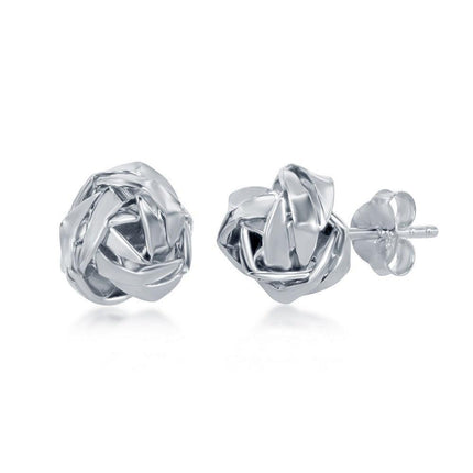 Sterling Silver Love Knot Stud Earrings ,