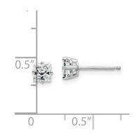 14k White Gold 4mm Cubic Zirconia Earrings ,