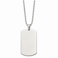 Stainless Steel Brushed & Polished Rounded Edge 2mm Thick Dog Tag Necklace ,