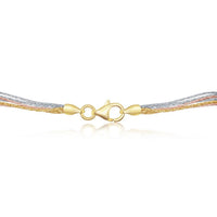 Sterling Silver 7 Strand Sparkling Necklace - Tri Color ,