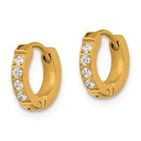 Stainless Steel Polished Yellow IP w/Preciosa Crystal Hinged Hoop Earrings ,