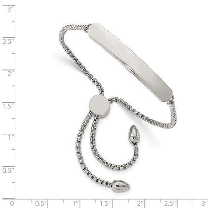 Stainless Steel Polished Adjustable ID Bracelet ,