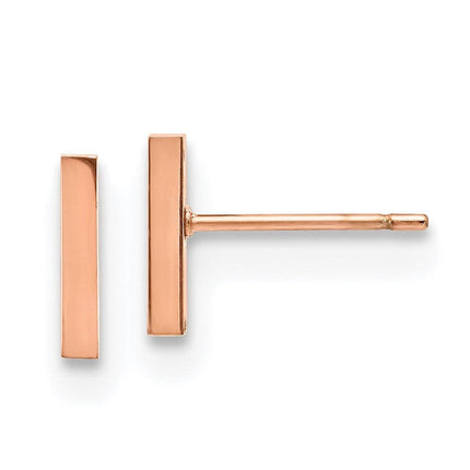Stainless Steel Polished Rose IP-plated Bar Post Earrings ,
