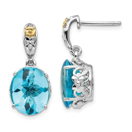 Sterling Silver w/14k Blue Topaz Earrings ,