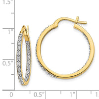 14k Diamond In/Out Hoop Earrings ,