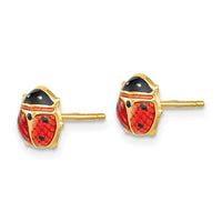 14k Enameled Ladybug Earrings ,
