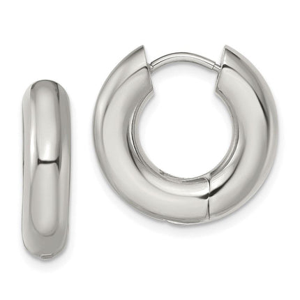 Stainless Steel Polished 5mm Hinged Hoop Earrings ,