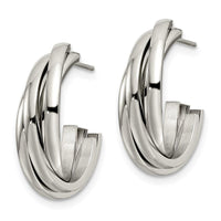 Stainless Steel Polished Post Hoop Earrings ,