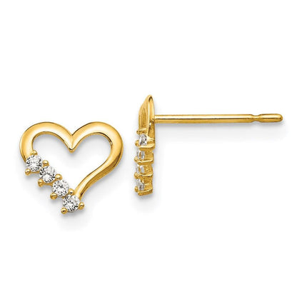 Madi K Kid's 14k  CZ  Heart Post Earrings ,