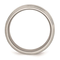Stainless Steel Ridged Edge 8mm Brushed and Polished Band ,