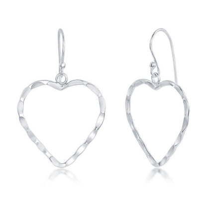 Sterling Silver Hammered Heart Earrings ,