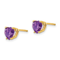 14k 6mm Heart Amethyst Earrings ,