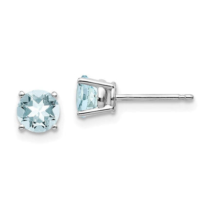 14k White Gold Aquamarine Earrings ,