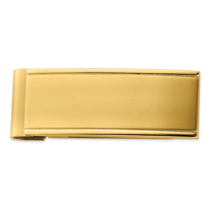 Stainless Steel Brushed and Polished Yellow IP-plated Money Clip ,