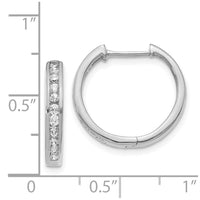 14k White Gold Diamond Hinged Hoop Earrings ,