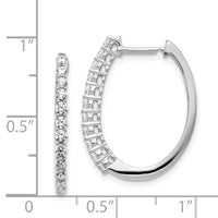 14k White Gold Diamond Hinged Hoop Earrings ,