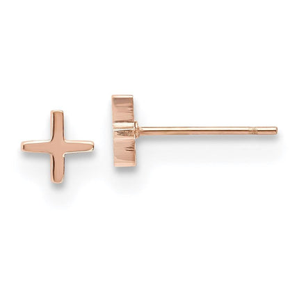 Stainless Steel Polished Rose IP-plated X Post Earrings ,