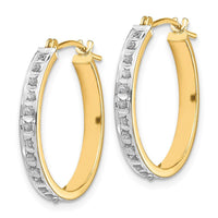 14k Diamond Fascination Round Hinged Hoop Earrings ,