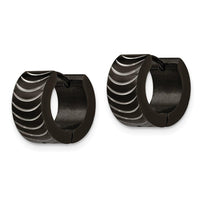 Stainless Steel Black IP-Plated Hinged Hoop Earrings ,
