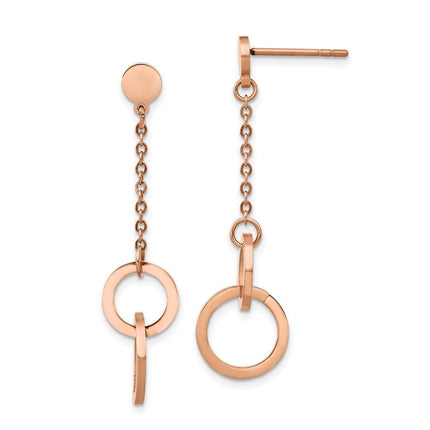 Stainless Steel Polished Rose IP-plated Post Dangle Earrings ,