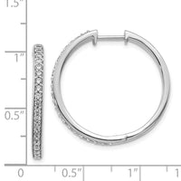 14k White Gold Diamond Hoop Earrings ,