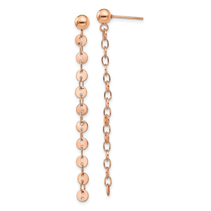 Stainless Steel Polished Rose IP-plated Post Dangle Earrings ,