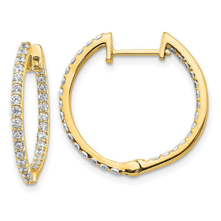 14k Diamond In & Out Hinged Hoop Earrings ,