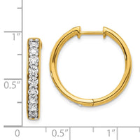 14k Yellow Gold Diamond Hoop Earrings ,