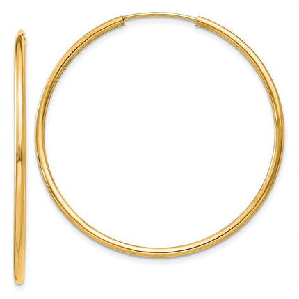 14k 1.5mm Polished Round Endless Hoop Earrings ,