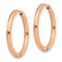 Stainless Steel Polished Rose IP-plated 2.5mm Hinged Hoop Earrings ,