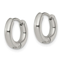 Stainless Steel Polished 3mm Hinged Hoop Earrings ,