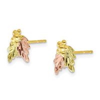 10k Tri-color Black Hills Gold Post Earrings ,