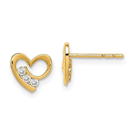Madi K Kid's 14k CZ Heart Post Earrings ,