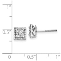 14k White Gold Diamond Square Screw Back Post Earrings ,