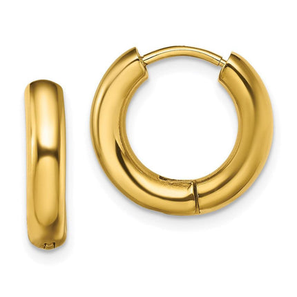 Stainless Steel Polished Yellow IP-plated 3.5mm Hinged Hoop Earrings ,